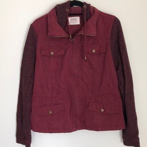 Maroon hooded jacket